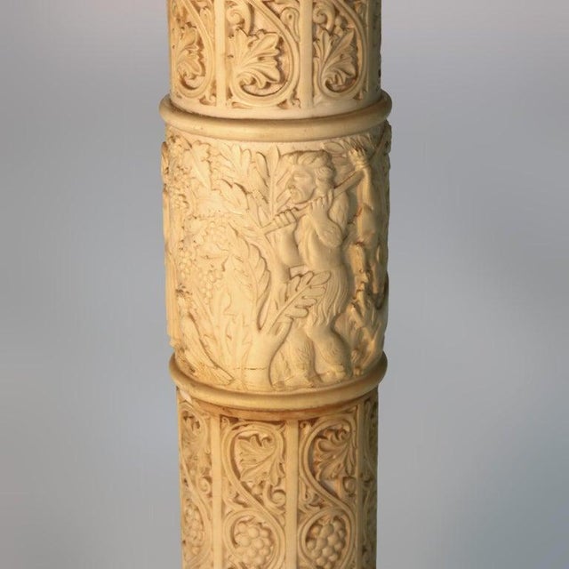 Antique Neoclassical Corinthian Style Genre Scene Sculpture Stand, Resin, C1930 For Sale - Image 9 of 12