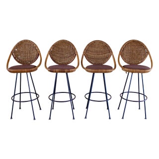 Midcentury Danny Ho Fong Tropi-Cal Bar Stools- S/4 For Sale