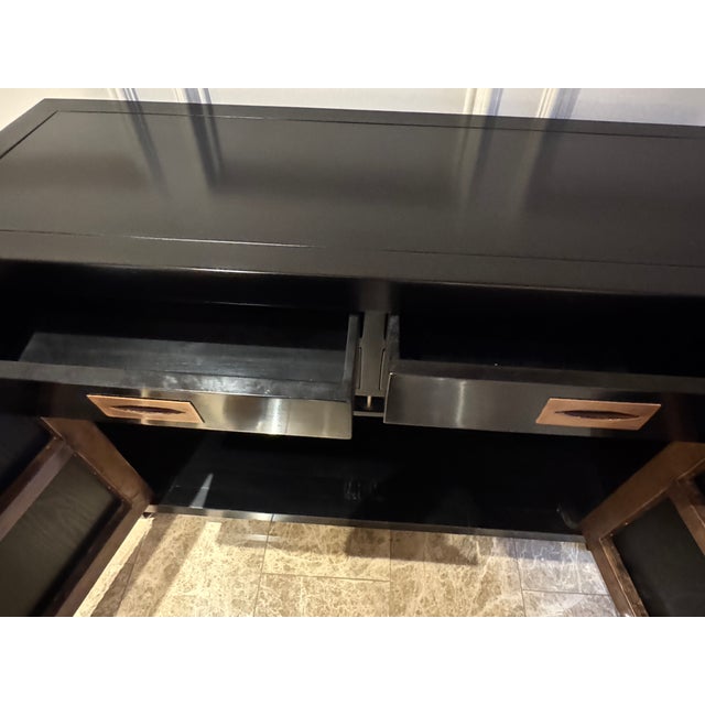 Robert Kuo "Dragon Swirl" Bar Cabinet - Hand Repoussé Copper & Black Lacquer, Attributed For Sale - Image 13 of 17