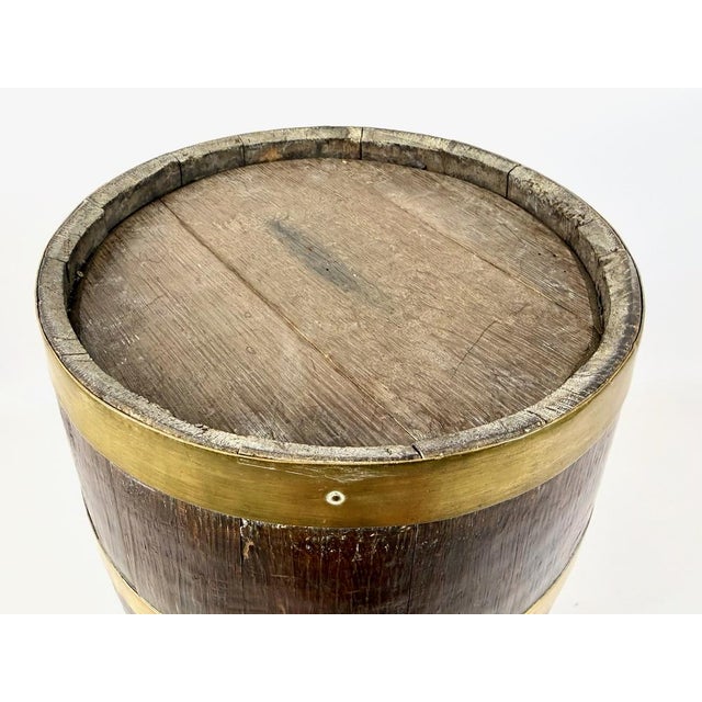Wood Antique Victorian Oak and Brass Barrel Umbrella Stand, 1890s For Sale - Image 7 of 13