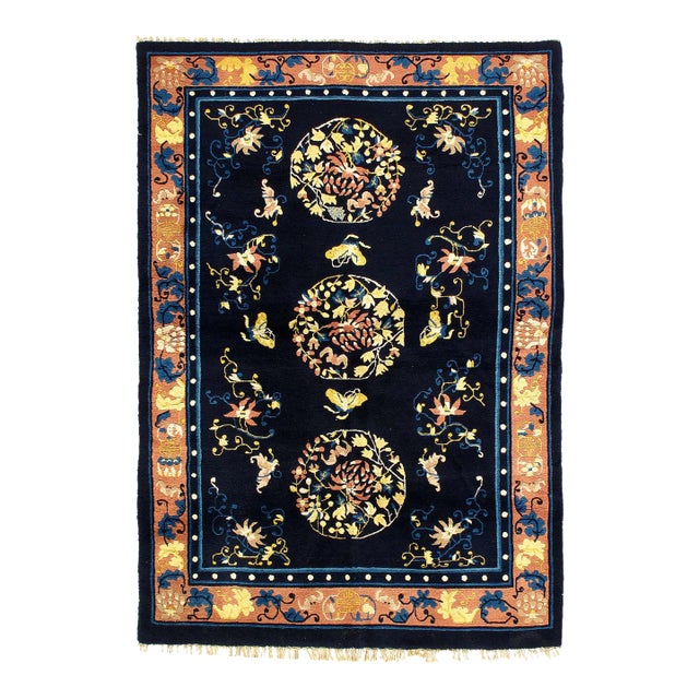 Pasargad DC Navy Blue Antique Chinese Peking Rug For Sale