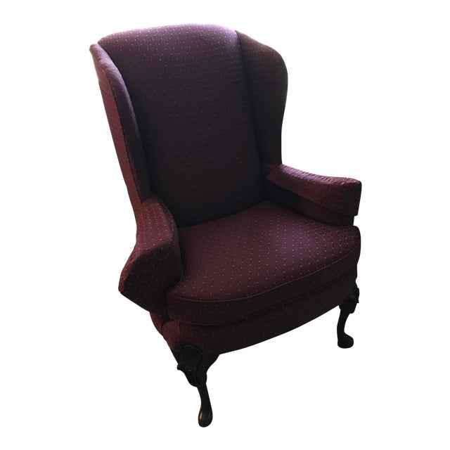 Burgundy Upholstered Wingback Chair Chairish