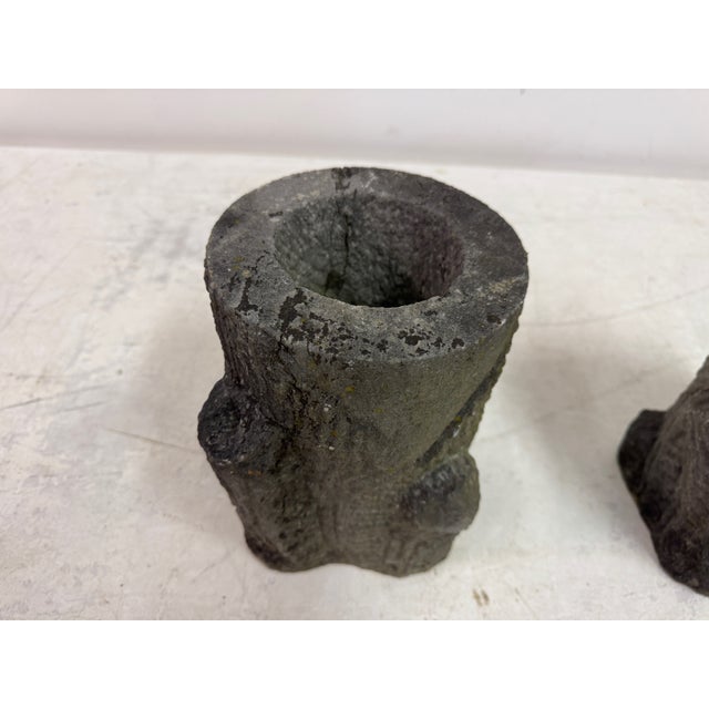 French Faux Bois Garden Stone Planters, 1950s, Set of 2 For Sale - Image 3 of 13