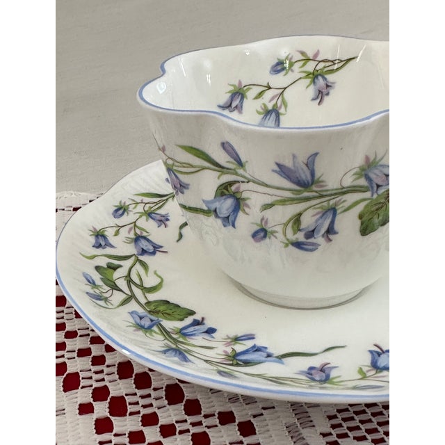 Shelley 1950s Shelley Harebell Blue Tea Cup & Saucer: Dainty English Bone China Teacup For Sale - Image 4 of 7
