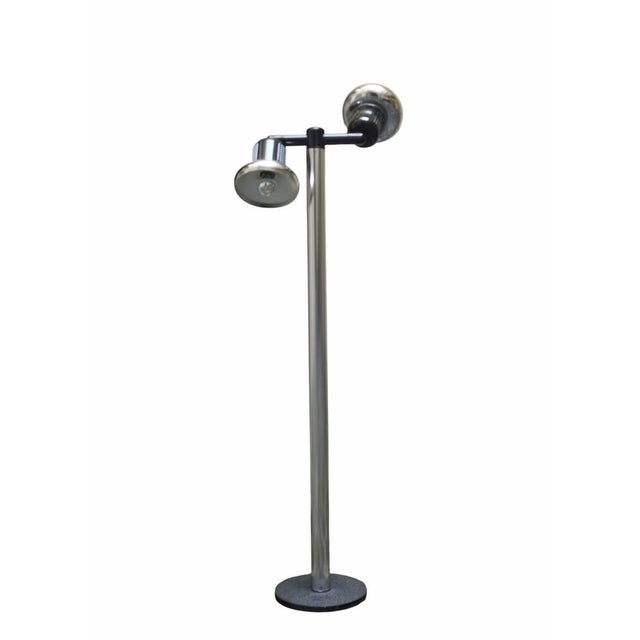 Mod. 6714 floor lamp designed by Gae Aulenti and Livio Castiglioni, produced by Stilnovo in the 1970s. The floor lamp has...