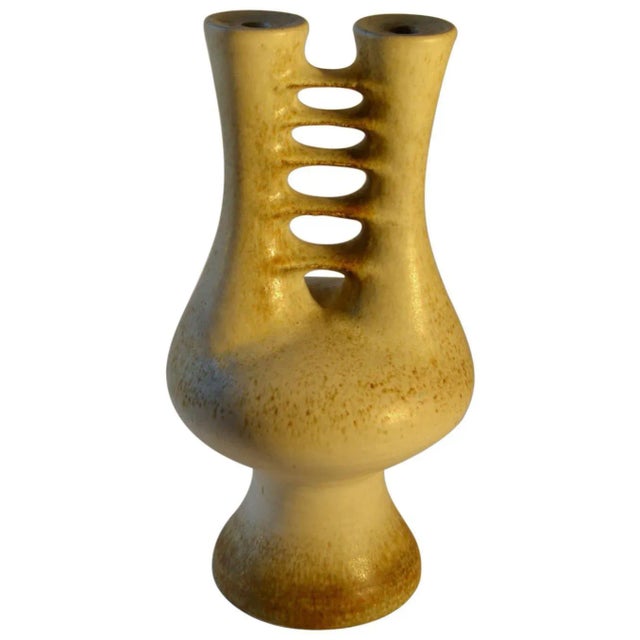 Sculptural Pottery Vase with Double Neck For Sale - Image 12 of 12