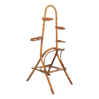 Vintage Rattan Plant Stand, Italy, 1960s For Sale