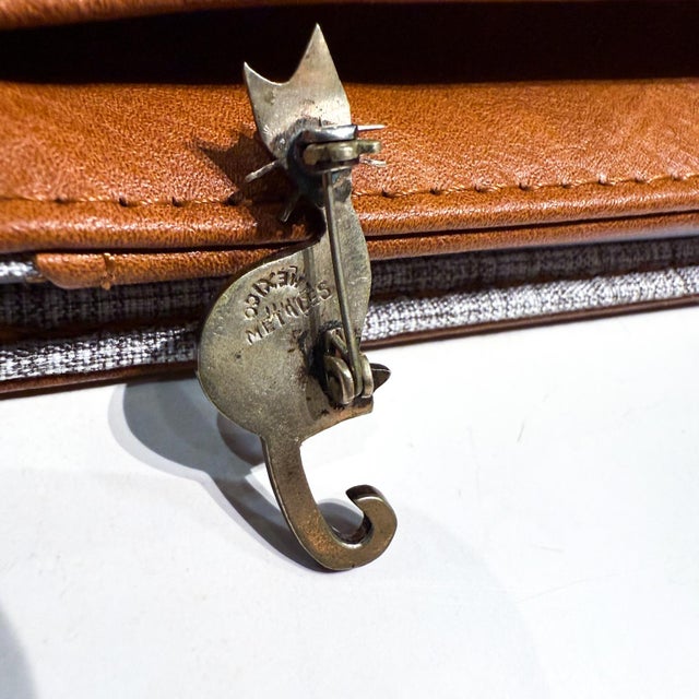 1950s Mixed Metal Cat Pin Chato Castillo Taxco For Sale - Image 10 of 12