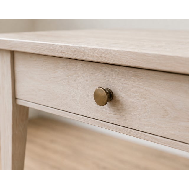 Farmhouse Late 20th Century Refinished Modern Farmhouse Coffee Table in Bleached Oak Finish With Center Drawer For Sale - Image 3 of 3