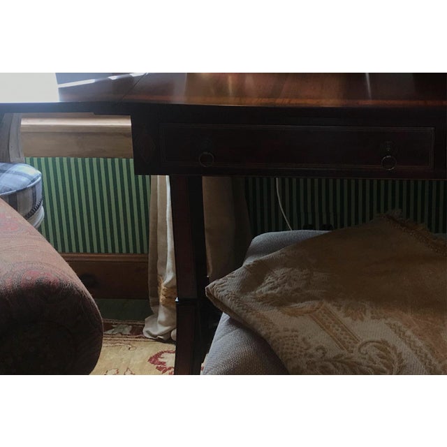 Late 20th Century Alderson Drop-Leaf Writing Table in Mahogany With Rosewood and Satinwood Inlay For Sale - Image 5 of 6