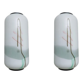 20th Century Frosted White Murano Sconces, a Pair For Sale