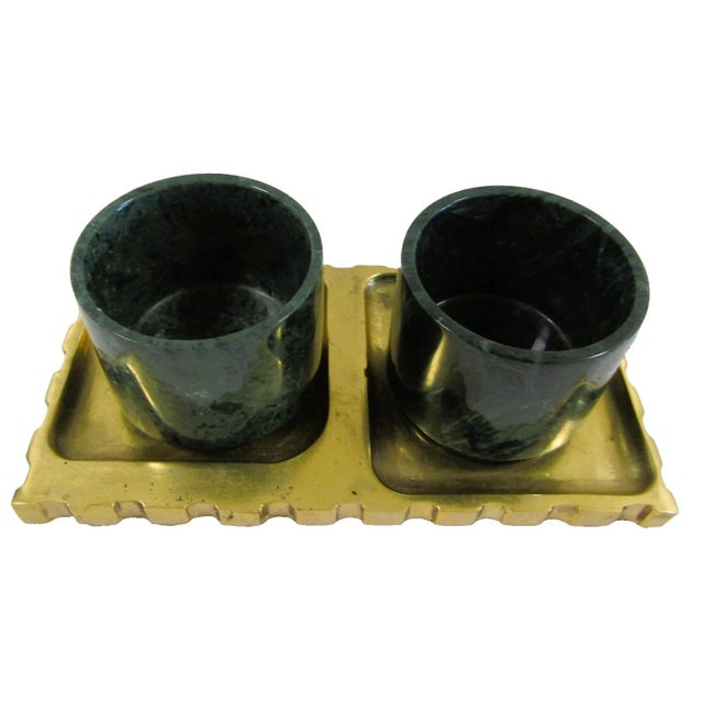 Boxed Anastasio Home Tania Sarin Bespoke Espresso Set Stone Cups and Brass Tray Originally designed by Tania Sarin for her...