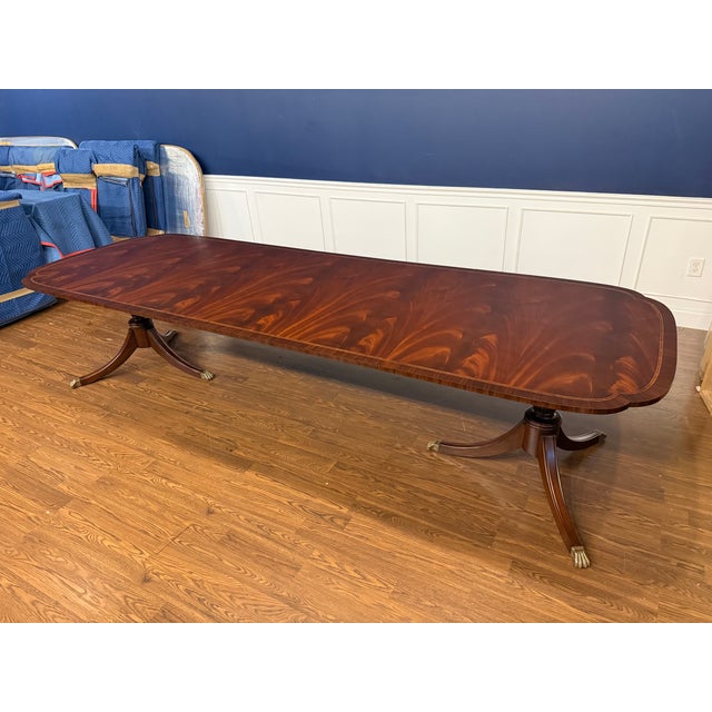 2020s Classic Mahogany Scallop Cornered Dining Table by Leighton Hall - Showroom Sample For Sale - Image 5 of 16