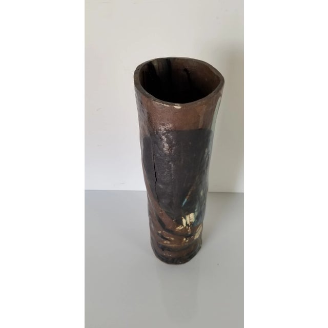 Mid-Century Modern 80s Vintage Abstract Design Art Pottery Vase For Sale - Image 3 of 8