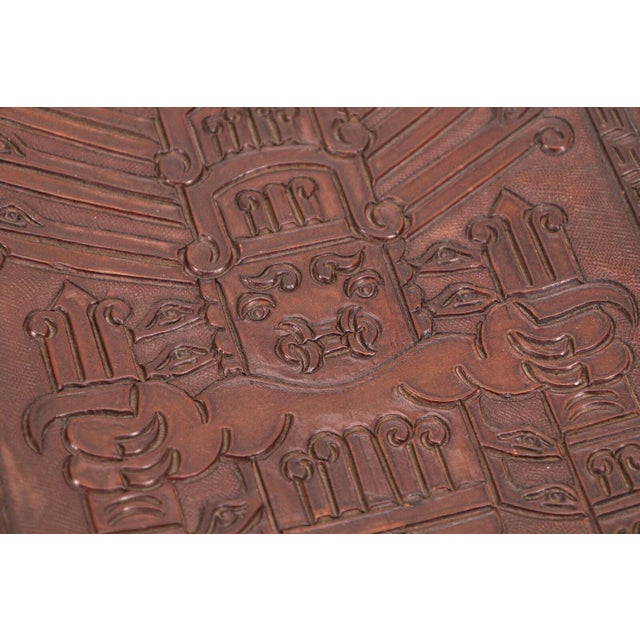 Handmade Ottoman With Embossed Leather Seat by Angel Pazmino From Ecuador For Sale In Detroit - Image 6 of 6