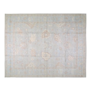 Oushak Hand Knotted Wool Rug, 11'7"x15' For Sale