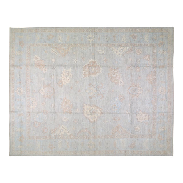 Oushak Hand Knotted Wool Rug, 11'7"x15' For Sale