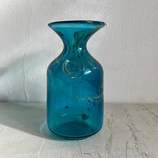 Maltese Emblem Green Art Carafe by by Michael Harris at the Mdina Glass Studio For Sale - Image 11 of 12