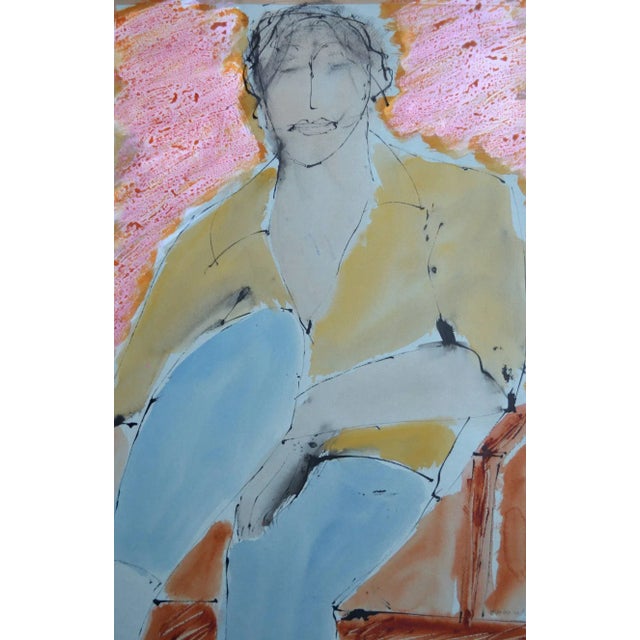 Modern 'In The Pink' Contemporary Mixed Media Figurative Painting by John Emanuel 2014 For Sale - Image 3 of 3