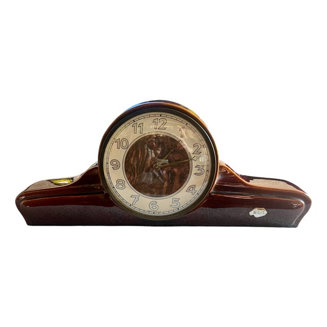 Mid-Century Modern Ceramic Mantel Clock by S&G, 1950s For Sale