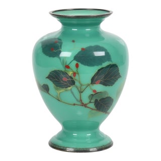 Japanese Taisho-Era Silver-Mounted Cloisonne Vase by Ando, Early 20th Century For Sale