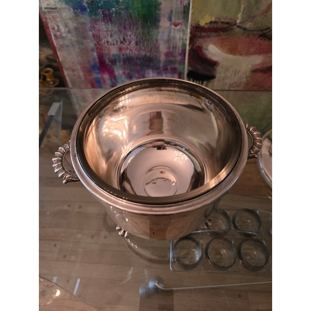 Silver Vintage Mid Century Modern Christofle Style Ice Bucket For Sale - Image 8 of 11