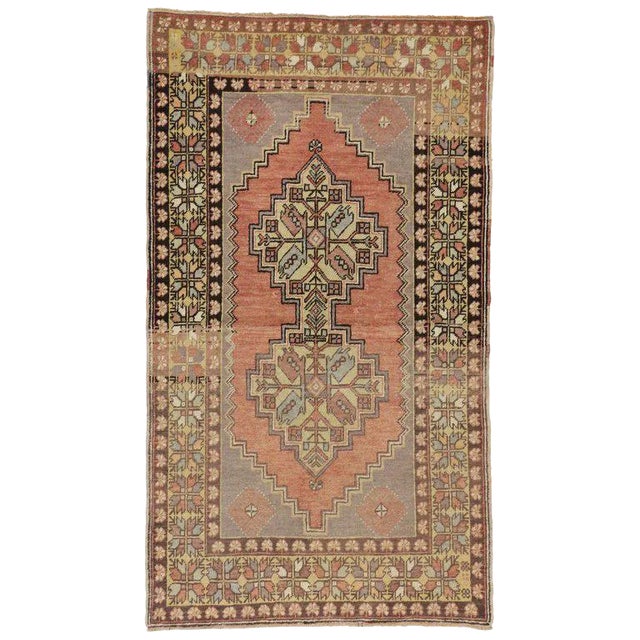 20th Century Turkish Oushak Accent Rug - 3′7″ × 6′3″ For Sale
