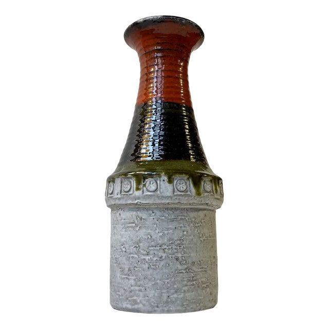 Glazed Chamotte Stoneware Vase attributed to Aldo Londi for Bitossi, 1960s For Sale
