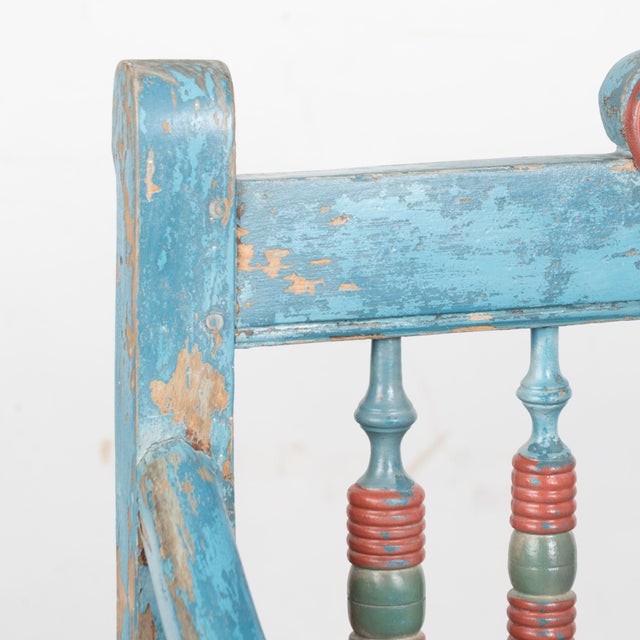 Rustic Rustic 19th Century Blue Painted Pine Bench, Denmark For Sale - Image 3 of 14