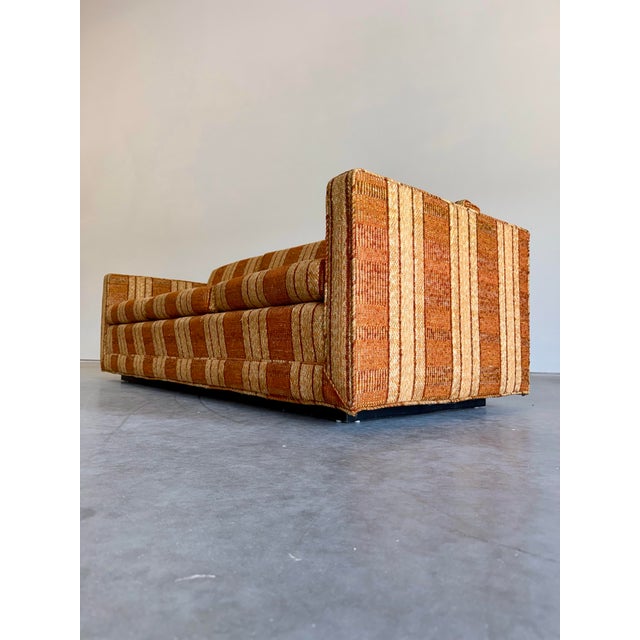 Founders Furniture Company Mid Century Modern Founders Furniture Nubby Striped Sofa For Sale - Image 4 of 11