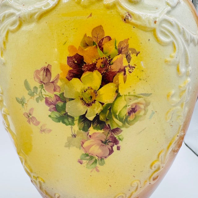 Pair of Victorian Ceramic Porcelain Urns/ Vases Figural Scene & Rose Back Transfers #848 For Sale - Image 6 of 18