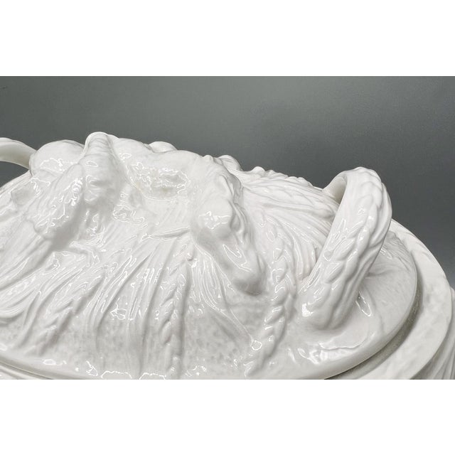 Copeland Vintage English Portmeirion White Relief Covered Serving Bowl | Oven-to-Table Dish - Cottagecore, European Countryside For Sale - Image 4 of 16