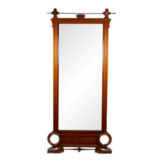 19th Century Hand Carved Mahogany Frame Wall Mirror For Sale