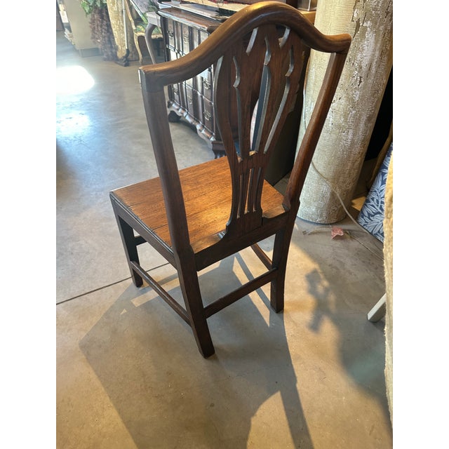 Pair of Early 19th Century English Georgian Oak Flat Seat Chairs For Sale In Boston - Image 6 of 7