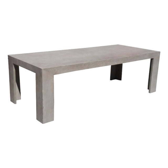 Restoration Hardware Parsons Style Machinto Rectangular Grey Oak Dining Table For Sale