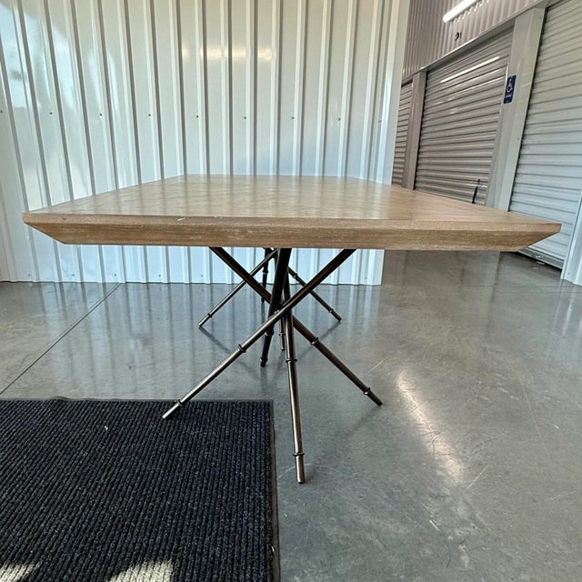 Gabby "Davenport" Cerused Mindi Wood Dining Table on Iron Faux Bamboo Base For Sale - Image 4 of 11