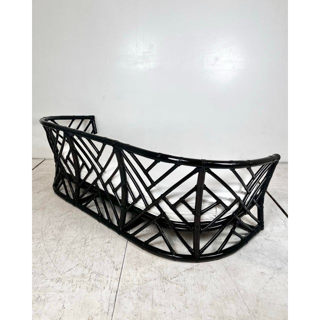 Late 20th Century Vintage Rattan Chinese Chippendale Sofa For Sale - Image 5 of 10