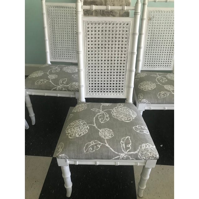 White Faux Bamboo and Cane Dining Chairs Set of 4 Chairish