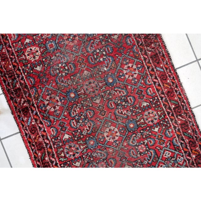 1920s, Distressed Antique Persian Hamadan Runner 2.8' X 9.11' For Sale - Image 10 of 12