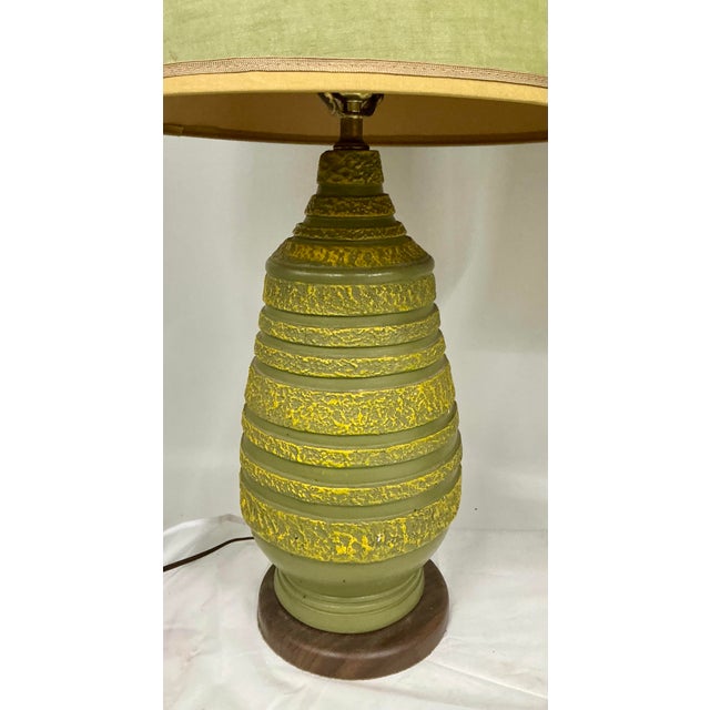Pair of 1960s Vintage Ceramic Lamps by Plasto Mfg.Co With Original Shades For Sale - Image 9 of 12