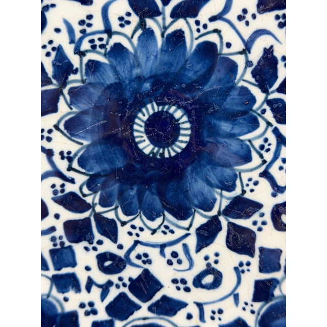 Blue and White Dutch Delft Charger Plate with Hand-Painted Floral Pattern, 18th Century For Sale - Image 4 of 9