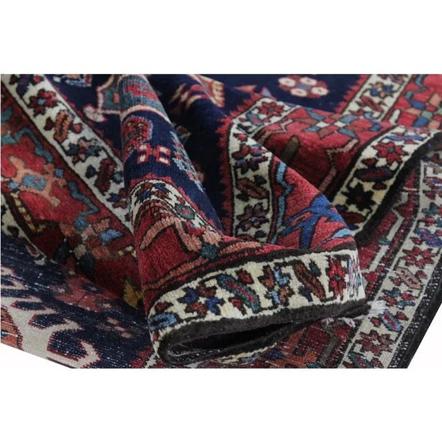 Red 1930s Old Persian Heriz Runner Rug 3’5″ X 13’4″ For Sale - Image 8 of 13