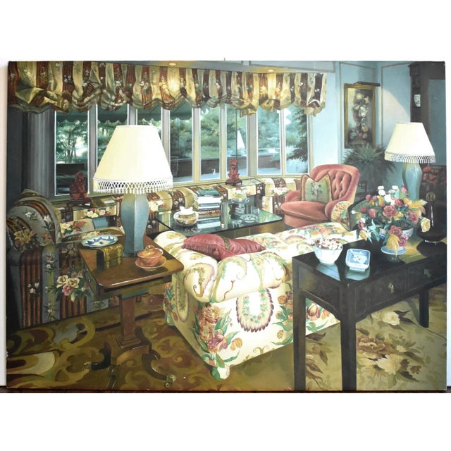 Contemporary Large Realist Interior Decor Oil Painting For Sale - Image 10 of 11