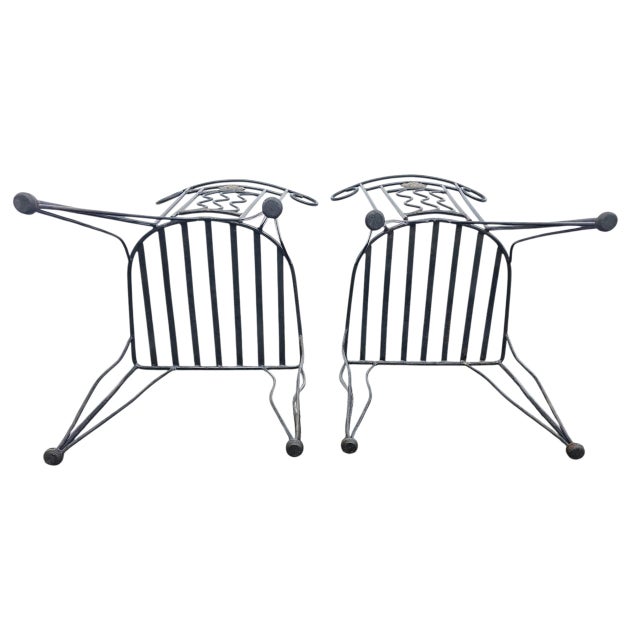 Gray French Style French Style Wrought Iron Chairs, Set of 4 For Sale - Image 8 of 9
