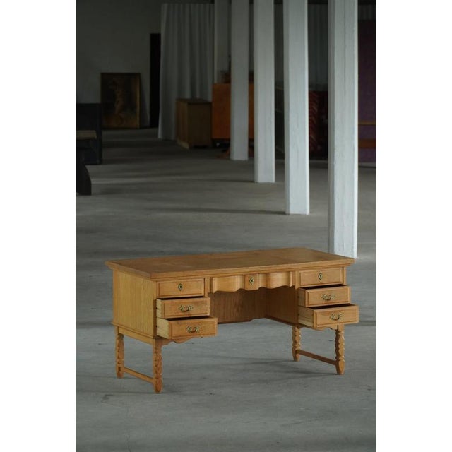 Mid-Century Modern Danish Freestanding Oak Writing Desk by Henning Kjærnulf, 1960 For Sale - Image 18 of 18