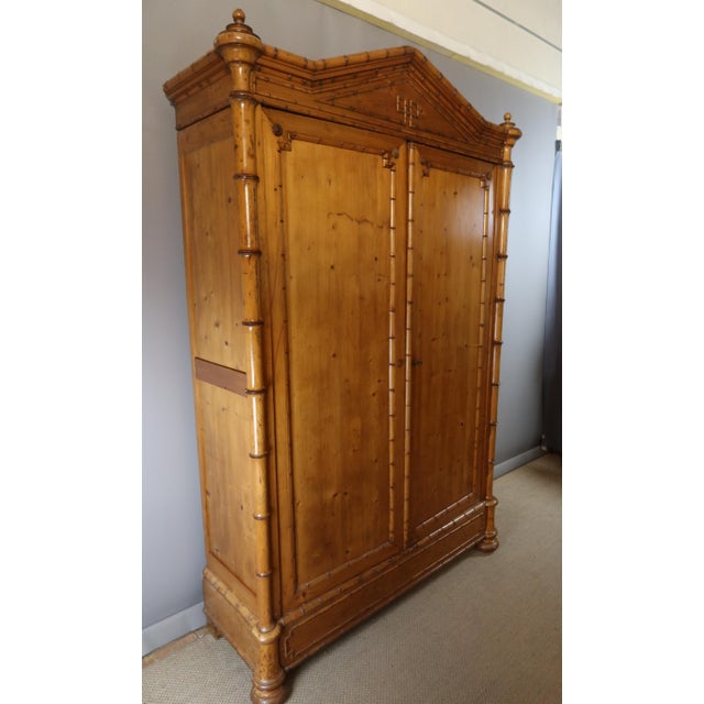 Antique Pitchpin Armoire, 1890s For Sale - Image 4 of 12