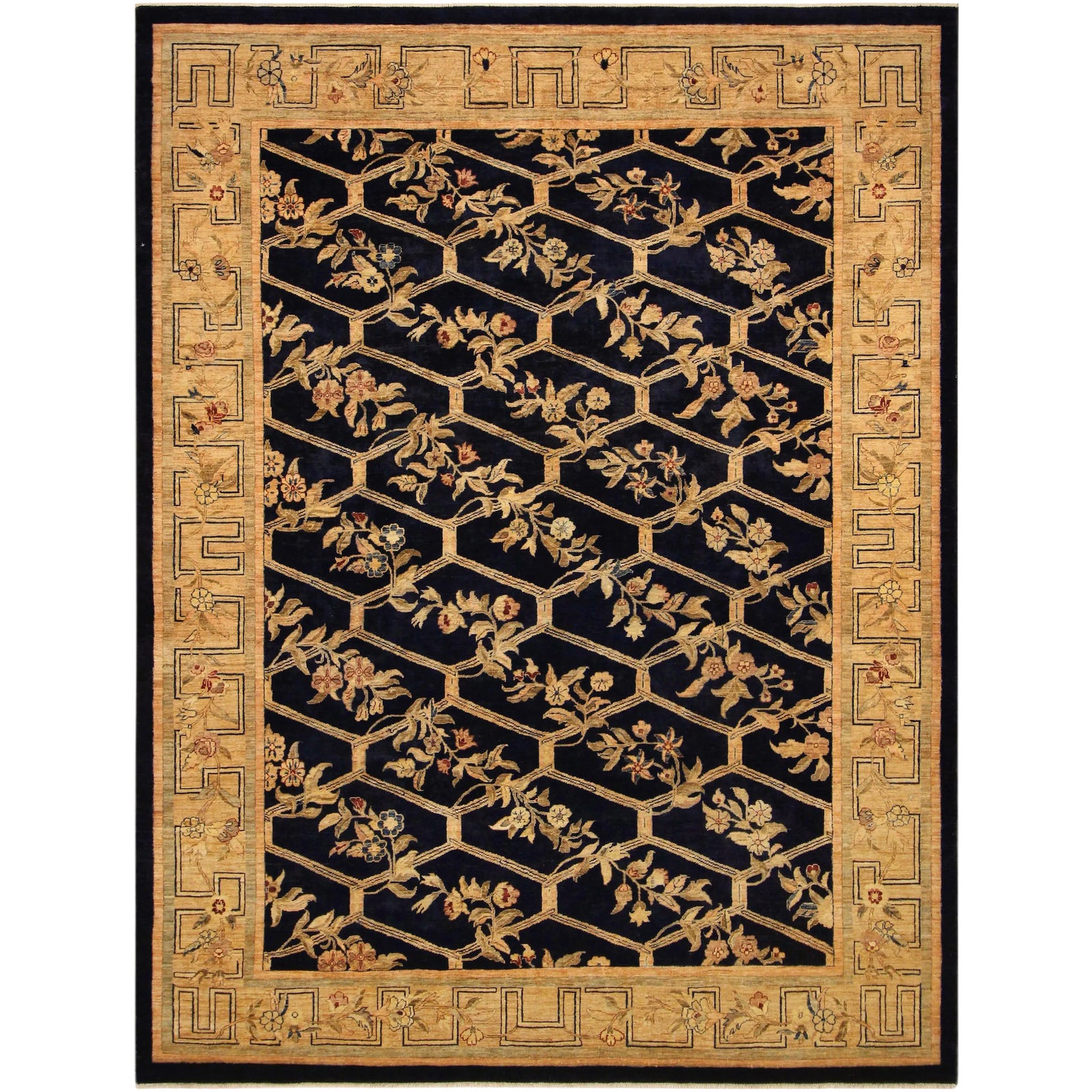 Shabby Chic Kafkaz Blue & Gold Wool Rug 9' X 11'11" Chairish