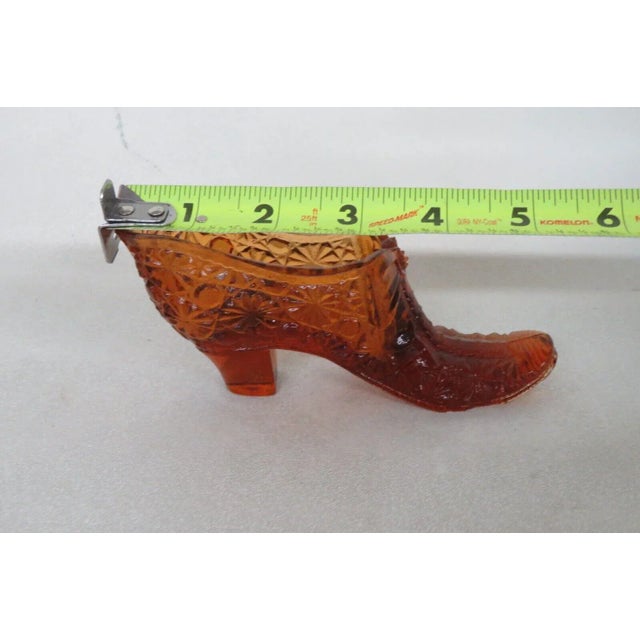 Boyd Daisy and Button Amber Glass Slipper Shoe Figurine For Sale - Image 11 of 12