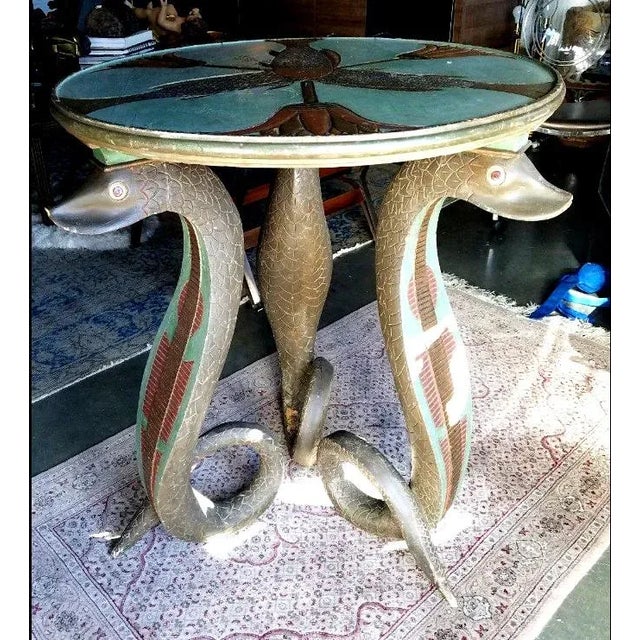 Black Antique Carved German Black Forest Painted Wood Serpent Table For Sale - Image 8 of 8