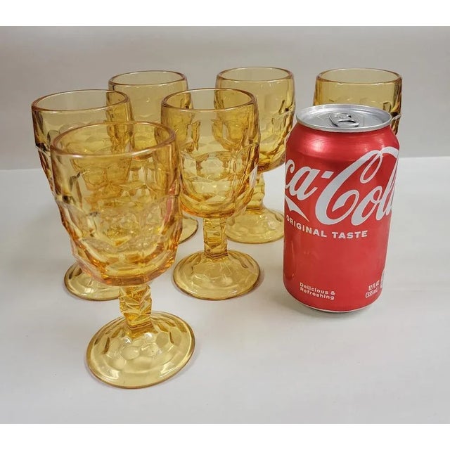 Set of 6 wine glasses by Viking Glass Company in the Georgian Amber pattern. Dating from the 1960s and in excellent...